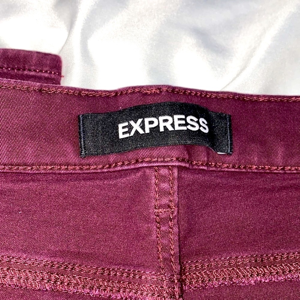 Express Jeans with pockets Red Maroon Size 8 Regular - Picture 3 of 5